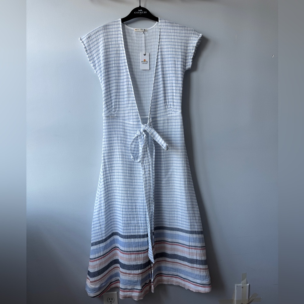 Marine Layer Striped Maxi Dress in White, Blue, Pink